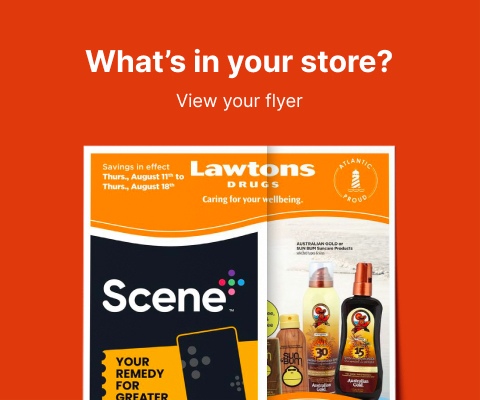 Text Reading 'What's in your store? View Lawtons Drugs flyer for more information.'