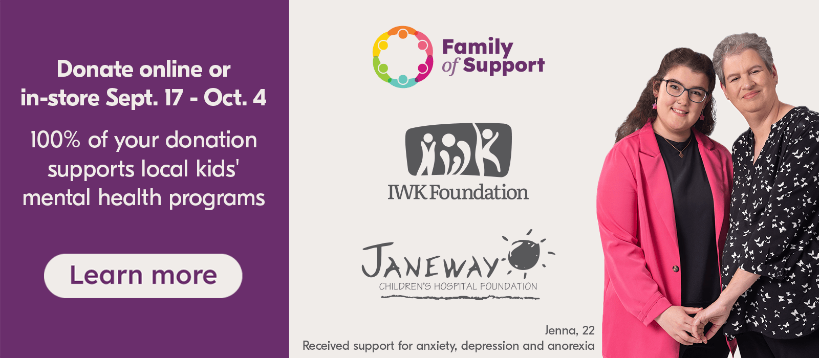 Fundraising campaign from September 17 to October 7, benefiting children’s mental health programs.